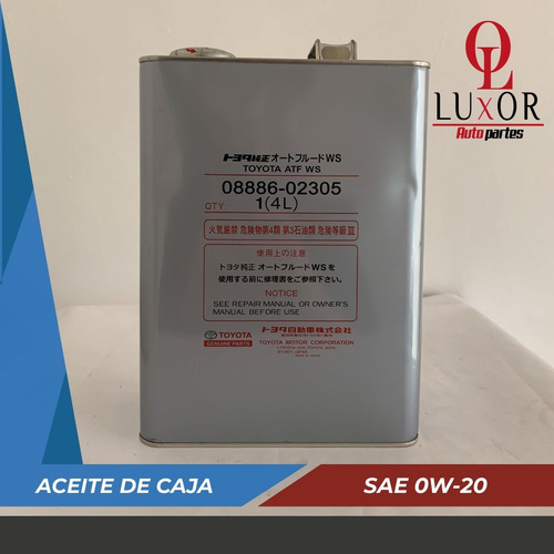 Aceite De Transmisión O Caja. Atf-ws Toyota 4 Litros