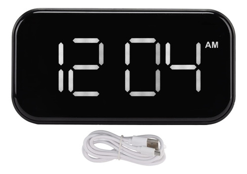 Reloj Despertador Digital Usb Carcasa Negra Blanco Numero