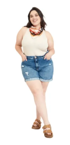 Short Mom Jeans Talles Especiales De Mujer
