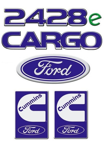 Kit Jogo De Emblemas Adesivo Ford Oval Cargo 2428e Cummins