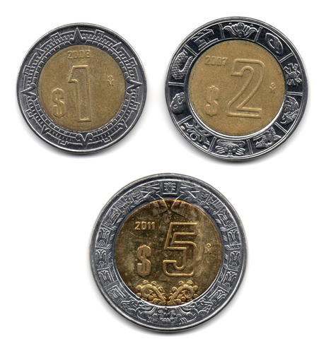 México 1, 2 Y 5 Pesos 2007 - 2011