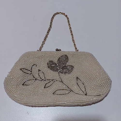 Cartera Sobre De Mano Perlas Fiesta Blanca