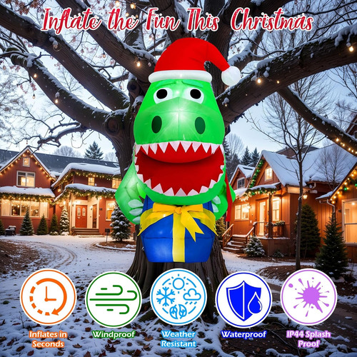 Navidad Inflable Dinosaurio Navidad Ventana Exteriores Y Led