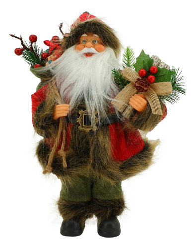 Papai Noel Luxuoso Decoração Natalina 30cm Cor Vinho