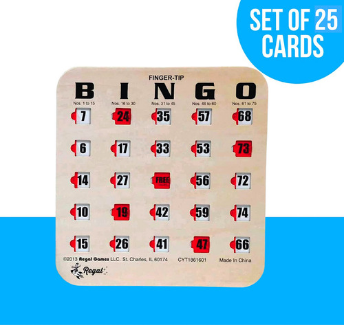 Cartões De Bingo Regal Bingo Finger-tip Shutter 25 Cartões