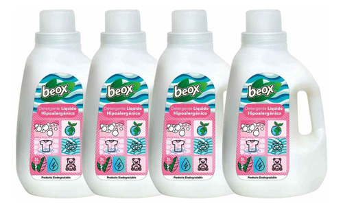 Pack 4×3 Detergente Líquido Hipoalergénico Beox® Ecobox 3l