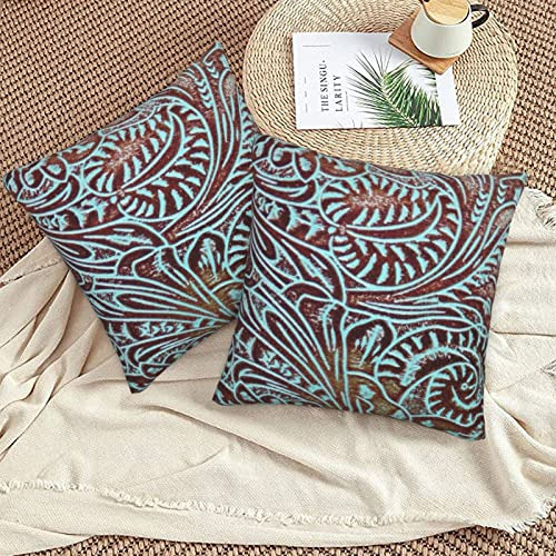 Mahito Set Of 2 Throw Pillow Cover Southwestern Aqua Brown T