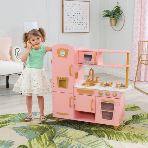 Cocinita Edicion Limitada Vintage Rosa Con Dorado Para Niñas