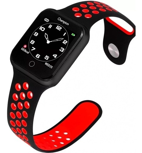 Relogio Smart Watch Champion Unissex Ch50006v Preto/vermelho
