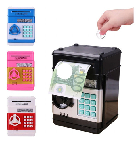 Alcancia Electronica Caja Seguridad Billete Moneda Atm Cajer Color Rosa