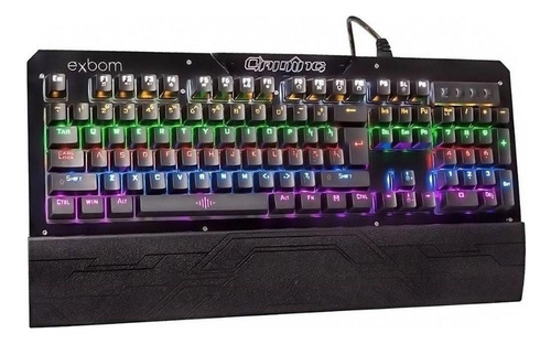 Teclado gamer Exbom BK-GX1 QWERTY Exbom Blue português Brasil cor preto com luz RGB