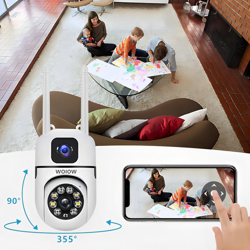 Cámara De Seguridad De Doble Lente Wifi 4mp Con Alarma Ip Zoom 10x