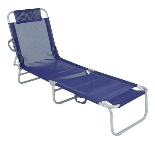 Cadeira Espreguiçadeira Textilene Em Alumínio Azul Bel