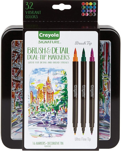 Imagen 1 de 8 de 16 Marcadores Crayola Signature Brush & Detail Dual Tip