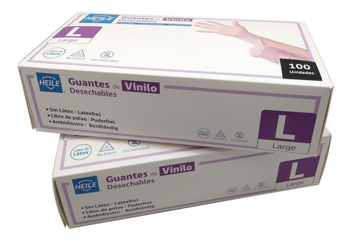 Guantes De Vinilo Caja 100 Unidades Desechable Tallas M Y L