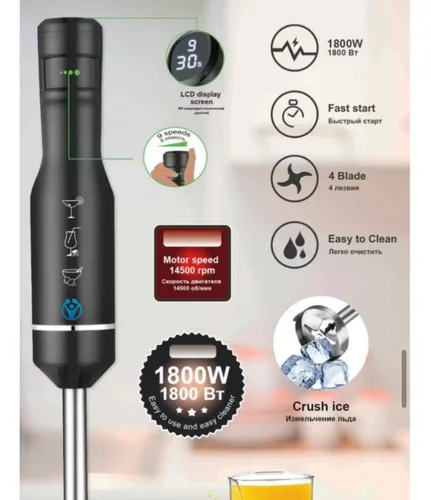 Mixer 1800w Control Digital Con Timer 9 Vel Profesional Black
