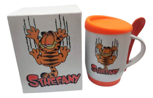  Mug Tapa Base Silicona Y Cuchara Garfield Personalizado