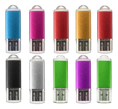 10 Unidades De Pen Drives De 2 Gb Usb 2.0 De Cores Aleatória