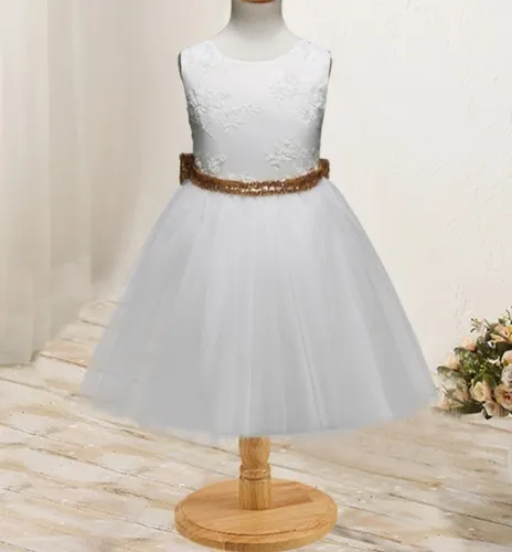 Vestidos blanco con dorado para niñas hotsell