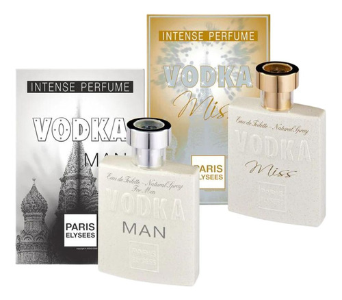 Kit Casal Perfume Vodka Man + Miss Paris Elysees 100ml Cada