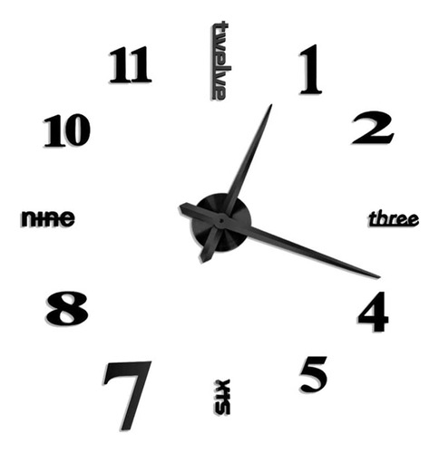 Reloj De Pared Z5 3d Grande Sin Marco, Moderno, Con Superfic