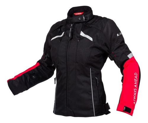 Campera Moto Cordura Mujer Ls2 Serra Negro Rojo Protecciones