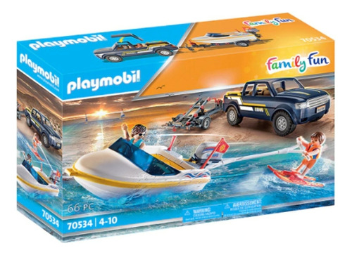 Playmobil Figuras Y Camioneta Pick-up Con Lancha 70534