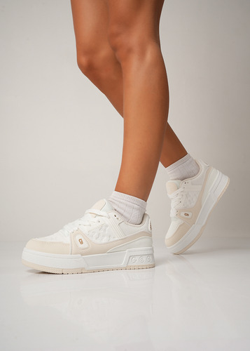 Zapatilla Mujer Blanco Beige Vestir Fiesta Magic Gummi