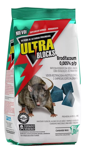Veneno Cebo Ratas Ultra Blocks Bloque X 1 Kg