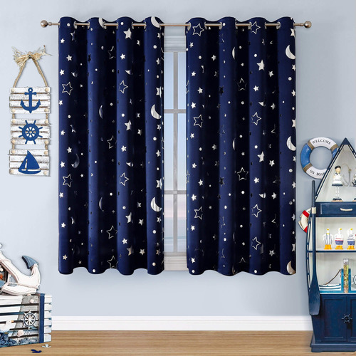 Wubodti Cortinas Opacas De Color Azul Marino Para Habitación