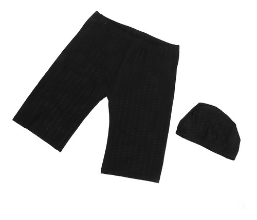 Pantalones Cortos De Baño Negros Para Hombre Y Gorra, Imperm
