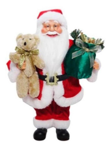 Boneco Papai Noel Decorativo Natalino Presentes Ursinho Cor Bege