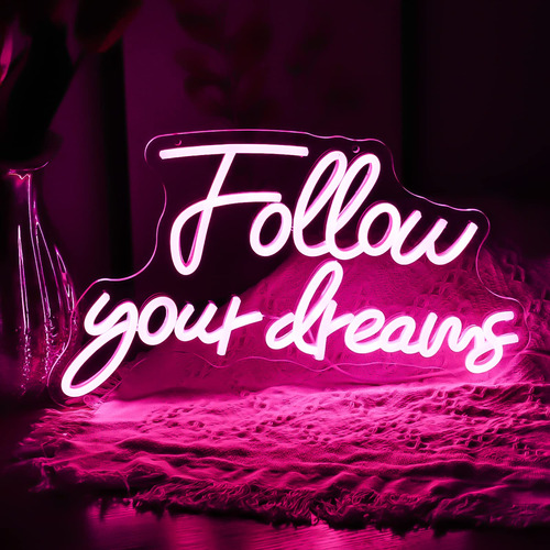 Noasktt Letrero De Neon De Follow Your Dreams, Luces De Neon