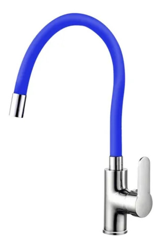 Grifo de Cocina Monocomando Libercam RGRI-09AZ Canilla Mezcladora Cromado Cuello Flexible Color Azul