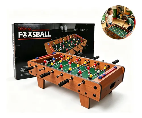 Mini Futebol De Mesa Pebolim Jogo 18 Jogadores Com Bola Copa Marrom-claro