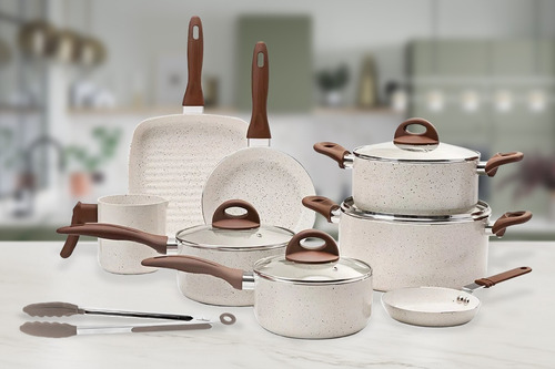 Jogo De Panelas 8 Peças Ceramic Life Cookie Brinox Cor Sem Cor