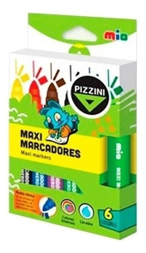 Marcador Fibra Pizzini Maxi Marcador Punta Gruesa 6 Colores