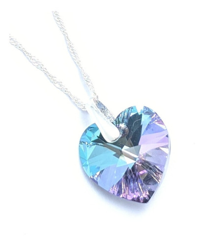Imagen 6 de 7 de Collar Cadena Mujer + Dije Cristal Corazón 10mm Collares