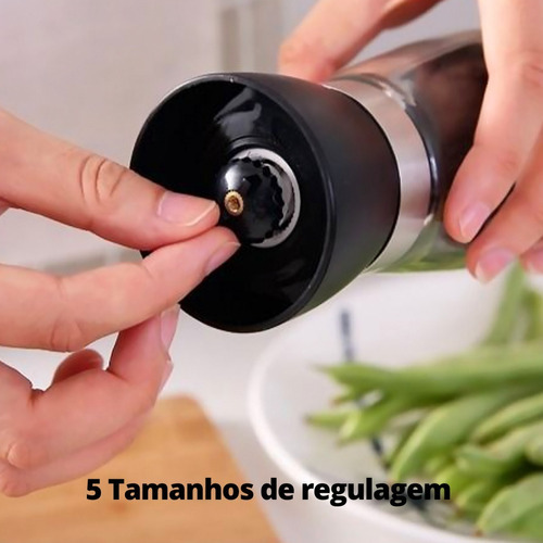 Kit 2 Moedor Sal Pimenta Inox Vidro Regulável 180 Ml