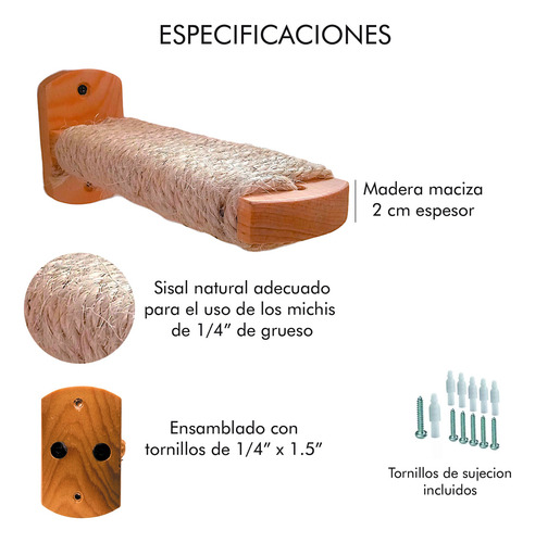 Rascador Y Ejercicio Para Gatos Peldaños Y Escalones Pino Natural Sin Barniz
