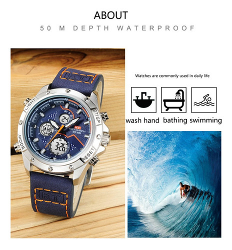 Reloj Electrónico Impermeable De Cuero Kat-wach Led
