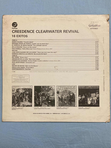 Creedence Clearwater Revival / 16 Exitos Lp Vinilo 1984 Mx (Usado)