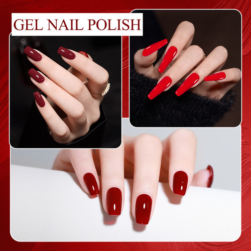 Esmalte De Uñas De Gel Rojo Burdeos De 6 Colores Para Decora