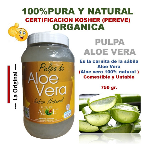 Pulpa De Aloe Vera  Gel De Sábila 100% Natural Orgánica