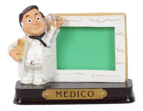 Miniatura Profissional Medico De Resina Com Porta Foto 8cm