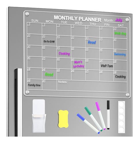Calendario Magnético Mensual Y Semanal De Acrílico Ne...