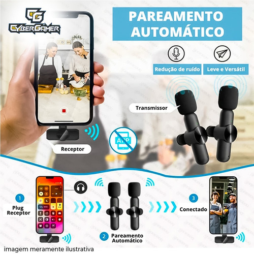 Imagem 3 de 6 de Microfone Sem Fio Bluetooth 2.4 Clip Colarinho Redução Ruído