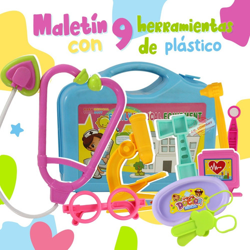 Imagen 4 de 7 de Kit Maletin Enfermera Juguete De Rol Medico Doctor Xf7769