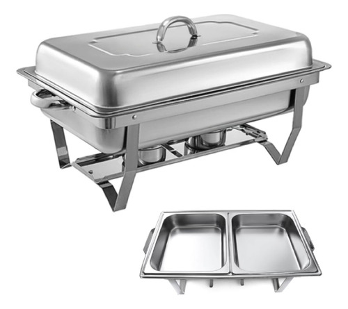 Chafer Buffet Banquete Rectangular Acero Inoxidable Medio