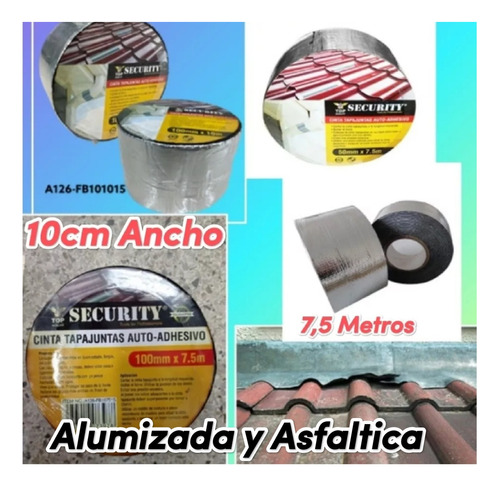 Cinta Impermeable Tapa Gotera Auto Adhesiva Alumizada 